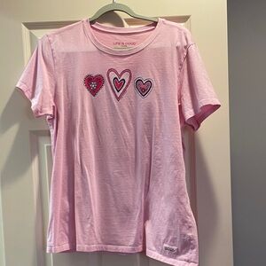 Life Is Good Pink Heart Short Sleeve Tee